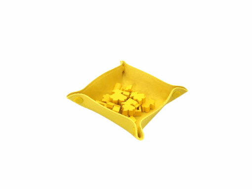 Bandeja de Peças em Couro Ecológico Amarelo 13x13 cm