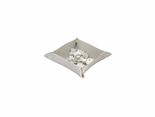 Bandeja de Peças em Couro Ecológico Branco 13x13 cm