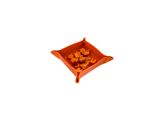 Bandeja de Peças em Couro Ecológico Laranja 13x13 cm