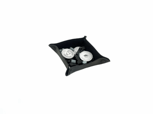 Bandeja de Peças em Couro Ecológico Preto 13x13 cm